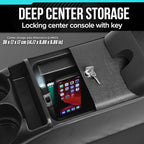 Center Console for Minivans, SUVs, Middle Van Console, Extra Cup Holders, Large Storage, 27"L x 11.5"W x 8.5"H,Made in USA (Black)