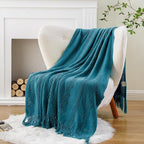 BATTILO HOME Teal Blue Throw Blanket for Couch, Decorative Throw Blanket for Sofa Bed Room Home Decor, 50"x60"