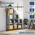 Mavivegue Book Shelf, 12 Cube Storage Organizer, DIY Bookcase, Metal Cube Bookshelf,Tall Book case for Bedroom, Living Room,O