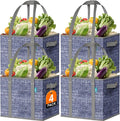 Fab totes Reusable Grocery Bags, Large Foldable Shopping Tote Bags with Reinforced Handles & Hard Bottom,4 Pack,Blue