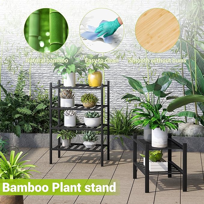 BMOSU 4-Tier Bamboo Small Shoe Rack Premium Stackable Shoe Shelf Storage Organizer for Hallway Closet Living Room Entryway Or