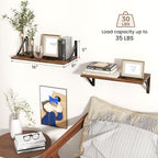 Axeman Floating Shelves for Wall, 16''W x 8''D Wood Floating Shelves Set of 2, 8 Inch Deep Rustic Wall Shelves for Bookshelf 