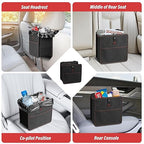 YSSOA 2 Pack 3 Gallons Foldable Car Trash Can with Adjustable Straps and Storage Pockets, Waterproof & Leakproof, Multipurpose for Car, Black