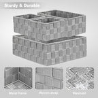 Posprica Drawer Organizer Bins,Woven Strap Storage Box Cube Basket Containers Divider for Organizing drawers, Shelves, Closet