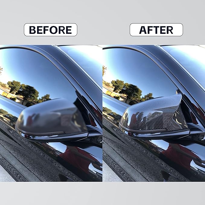 ECOTRIC Side Mirror Covers Door Mirror Cap Compatible with BMW F20 F21 F22 F23 F30 F31 F32 F33 F34 F36 F87 X1 E84 Rearview Replacement Carbon Fiber Style Pair