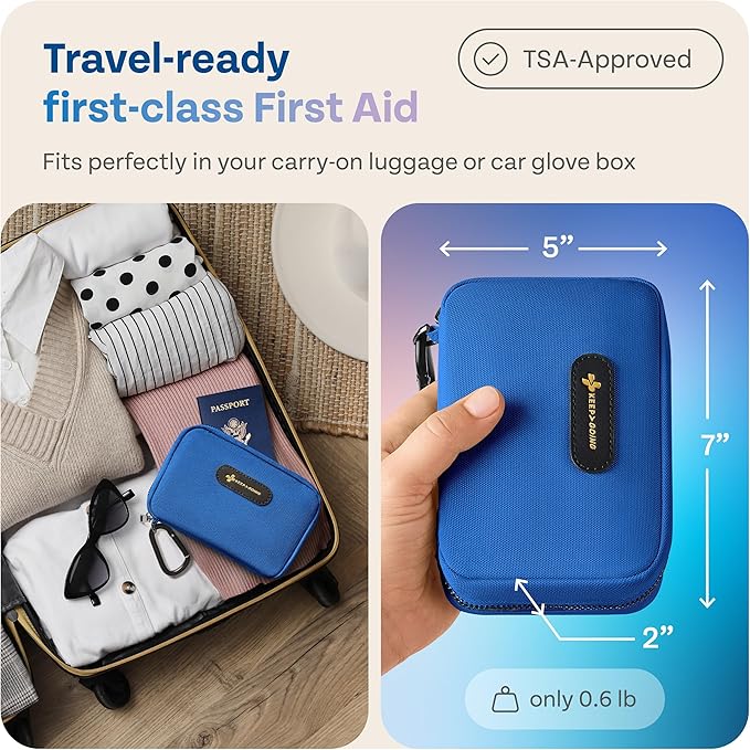 KeepGoing Travel First Aid Kit for Car, Home, Hiking, Camping and Outdoor Emergencies - First Aid Kit Travel Size TSA-Approve