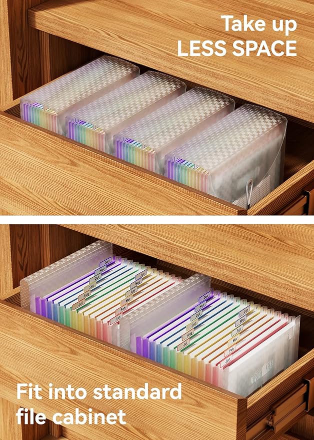 ABC life 12 Pockets Accordion File Organizer Expanding File Folders, Portable Monthly Bill Receipt Document Organiser, Expand