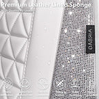 CAR PASS All White Bling Diamond Leather Car Seat Covers Full Sets,Waterproof Shining Glitter Sparkly Crystal Universal Fit f