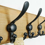 Dseap Coat Rack Wall Mount - Heavy-Duty Robust Barnwood-Style Wooden Wall Coat Hanger Hook Rail with 5 Triple Hooks for Winte