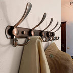 Dseap Wall Mounted Coat Rack - 5 Tri Hooks, Heavy Duty, Stainless Steel, Metal Coat Hook Rail for Coat Hat Towel Purse Robes 