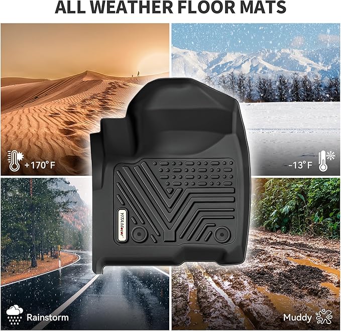 YITAMOTOR Floor Mats Compatible with 2019-2020 Hyundai Santa Fe 5 Passenger Models, Custom Fit Black TPE Floor Liners, 1st & 2nd Row All-Weather Car Mats