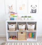 OrganiHaus Rope Baskets for Shelves - Set of 3 Woven Storage Baskets for Organizing, Closet & Toy Storage - Honey/Off-White -