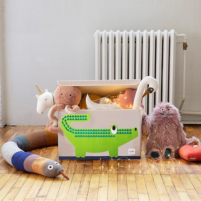 3 Sprouts Large Toy Chest for Kids with Lid and Handles - Collapsible Toy Storage Bin/Trunk/Box/Basket Organizer for Boys & G