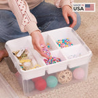 Citylife 17 QT Plastic Storage Box with Removable Tray Craft Organizers and Storage Clear Storage Container for Organizing Be