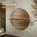 Rebee Vision Round Acacia Wood Key Holder Wall Mount for Home Decor - Decorative Key Holder for Wall with Entryway Shelf & 11