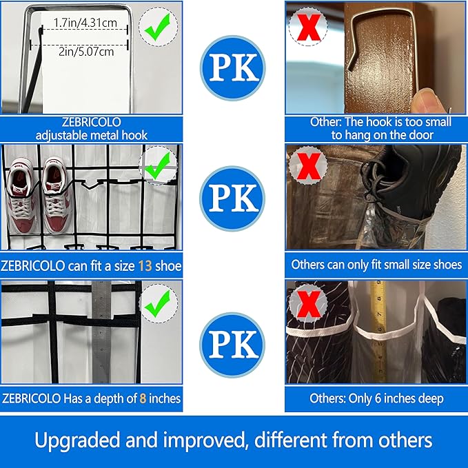over the door shoe organizer,2025 upgraded,over the door shoe organizer,35 Huge clear pockets,over door shoe organizer,Store 
