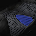FH Group Premium Liners Tall Channel Trimmable All Weather Rubber Full Set Car Floor Mats (Blue) w. Trimmable All-Season Cargo Liner (Black) - Universal Fit for Cars Trucks and SUVs