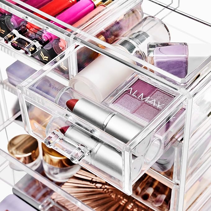 Sorbus Acrylic Makeup Organizer Set, 6-Drawer Vanity & Countertop Cosmetic Storage with Small & Wide Drawers, Clear Makeup St