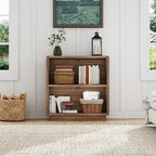 ChooChoo 2-Tier Bookcase, Small Wooden Bookshelf, Farmhouse Bookshelf with Open Storage, Short Bookcase for Bedroom and Home 