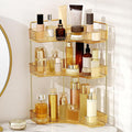 Corner Bathroom Counter Organizer Bathroom Countertop Shelf Makeup Organizer for Vanity Perfume Tray for Corner Storage (3 Ti