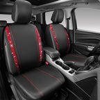 CAR PASS Leather Bling Diamond Car Seat Covers 2 Front Interior Sets, Waterproof Universal Shining Glitter Crystal Sparkle Fit for 95% Automotive Truck SUV Cute Women Girl, Black Red Rhinestone
