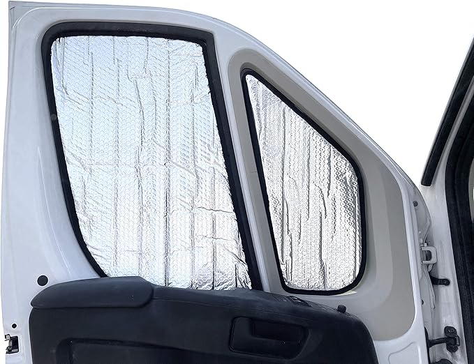 YelloPro Custom Fit Front Seat Side Window Sunshade for 2014 2015 2016 2017 2018 2019 2020 2021 2022 2023 2024 2025 2026 Dodge RAM ProMaster, Full Size Cargo Van Chassis Cab Cutaway Window Van (4pcs)