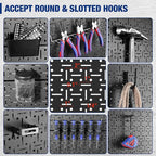 WORKPRO Metal Pegboard 16”x 32” Steel Panel with Round Holes & Vertical Slots, Black Heavy Duty Garage Peg Board Wall Pegboar