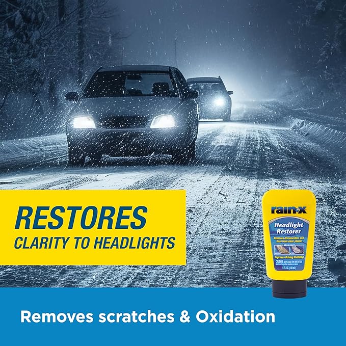 Rain-X 800001810 Headlight Restorer, Headlight Cleaner & Restoration Liquid for Hazy, Yellowed Headlights, Brings Lights Back