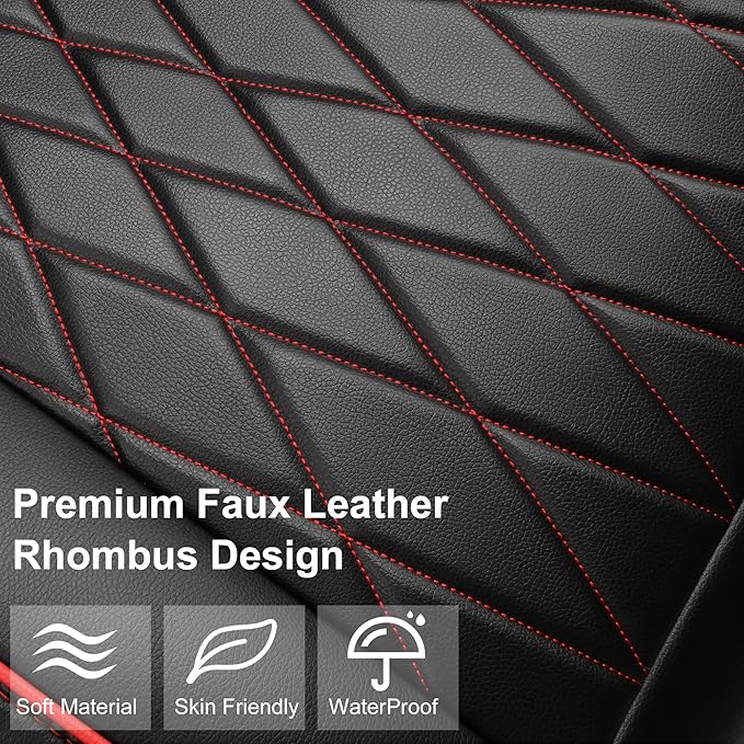 CAR PASS Luxury PU Leather Two Front Car Seat Covers, Waterproof Seat Covers Compatible with Front Seat Armrests, Airbag Comp