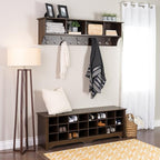 Prepac 60" Contemporary Wall Mounted Coat Rack, Coat Hooks Wall Mount with 4 Shelves, Ideal for Hallway or Entryway Storage S