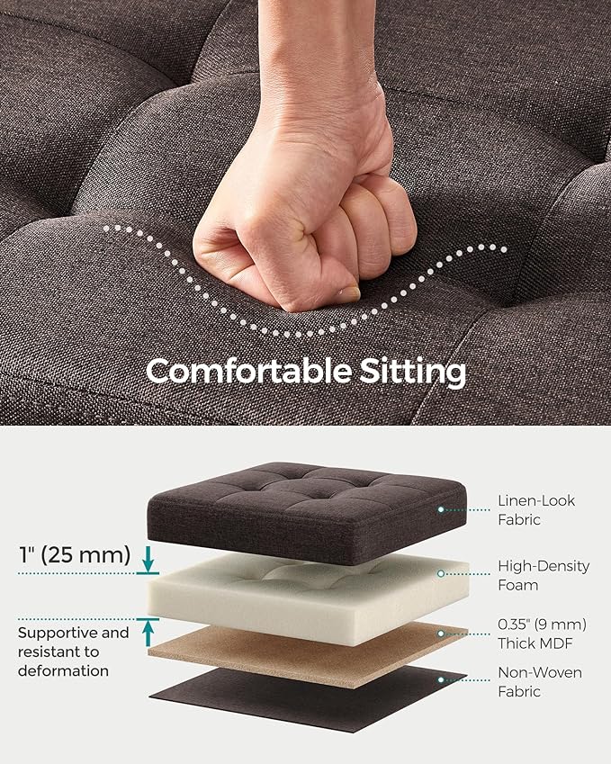 SONGMICS Mazie Collection - 30 Inches Folding Storage Ottoman Bench, Ottoman Foot Rest, End of Bed Bench, Storage Chest, Load