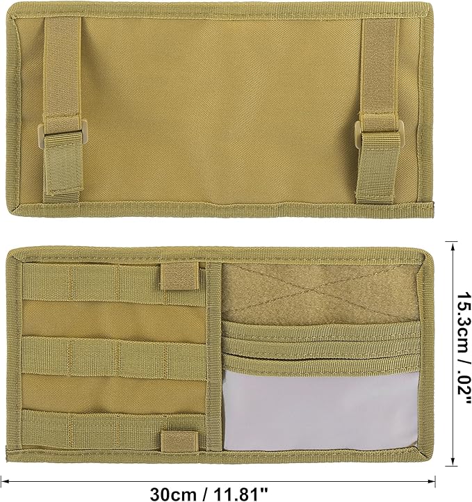 X AUTOHAUX Khaki Universal Car Sun Visor Organizer Storage Pocket Hook and Loop Tape Nylon for SUV RV Truck