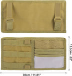 X AUTOHAUX Khaki Universal Car Sun Visor Organizer Storage Pocket Hook and Loop Tape Nylon for SUV RV Truck