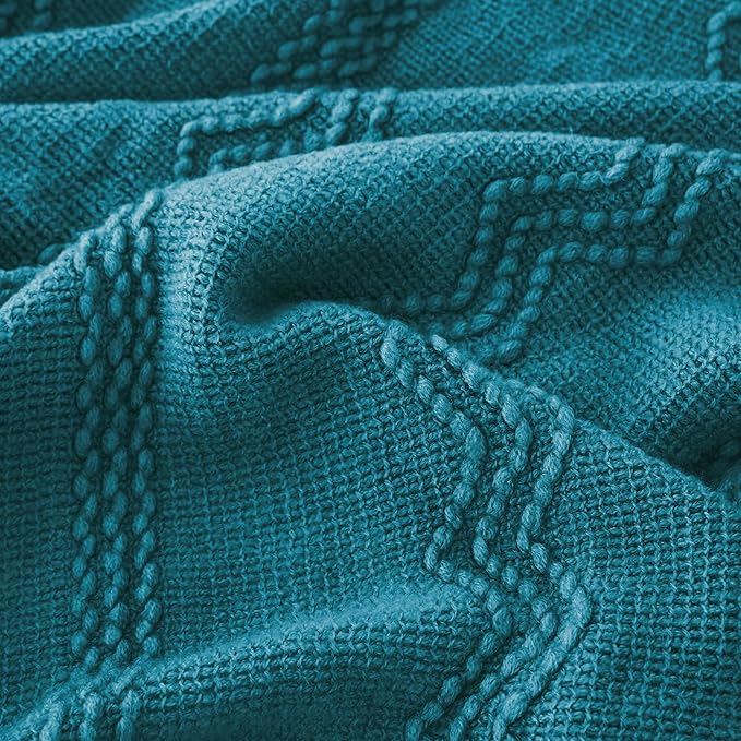 BATTILO HOME Teal Blue Throw Blanket for Couch, Decorative Throw Blanket for Sofa Bed Room Home Decor, 50"x60"