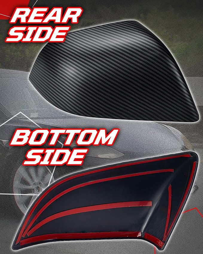 Side Mirror Caps Cover Compatible with Tesla Model 3 2017 2018 2019 2020 2021 2022 2023 2024 2025 Matte Carbon Fiber Mirror Covers