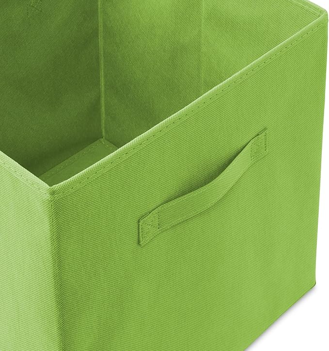 Casafield Set of 6 Collapsible Fabric Cube Storage Bins, Lime Green - 13" Foldable Cloth Baskets for Shelves, Cubby Organizer
