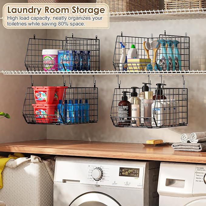 Capacity Upgrade Edition Deeper 4'' 5 Tier Foldable Hanging Closet Organizer and Storage，Wire Cabinet Shelves and Rack with 5