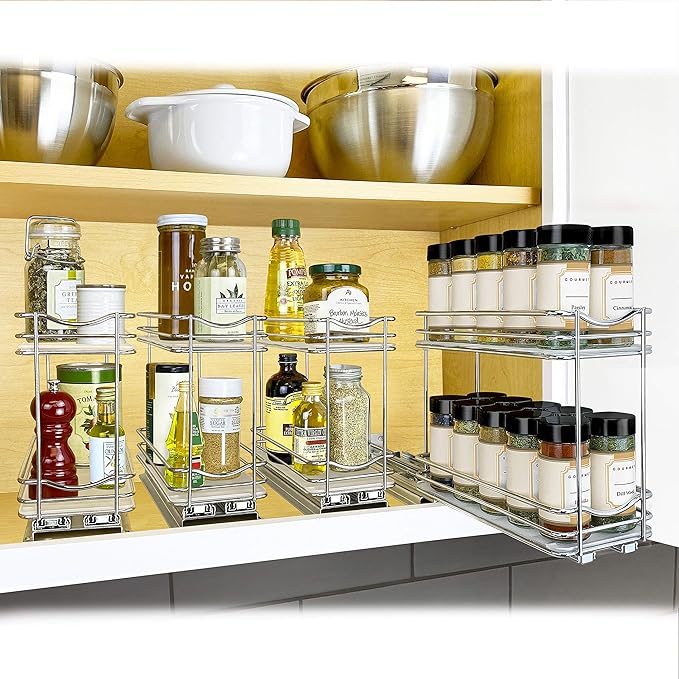 LYNK PROFESSIONAL® Pull Out Spice Organization for Cabinets - 4-3/8 inch Wide – Spice Rack for Inside Cabinets, Slide Out Spi