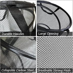 BATTOO 2 Pack Black Large Collapsible Laundry Basket Foldable Mesh Pop Up Hamper with Handles for Laundry Room, Bathroom, Kid