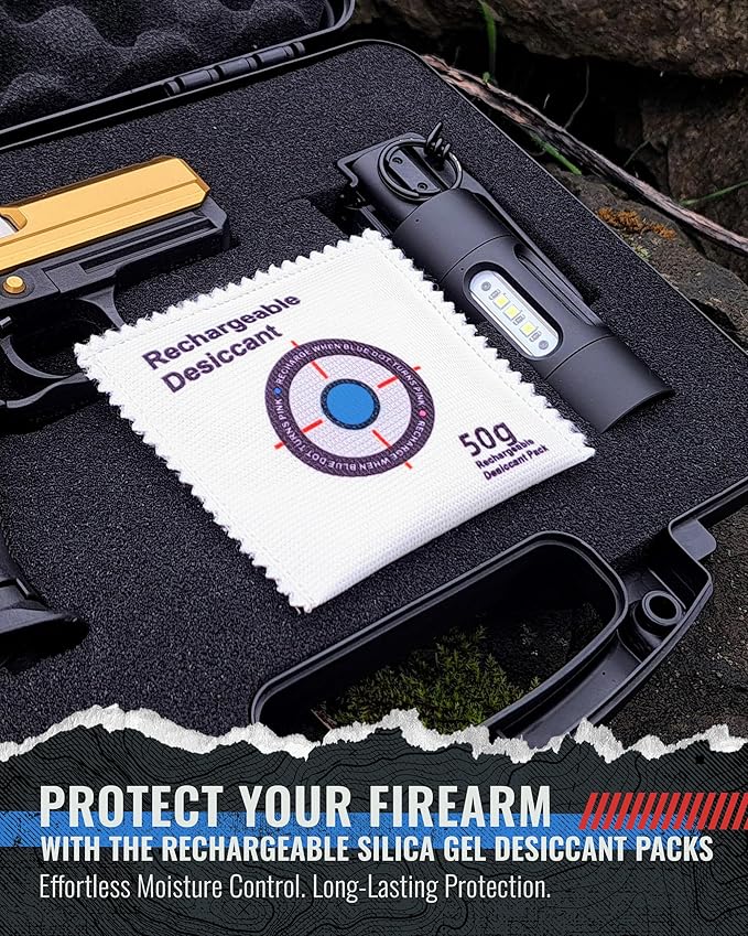 Cedar Mill Fine Firearms Gun Safe Dehumidifier - 50g Rechargeable Desiccant Packs - Reusable Moisture Absorbers for Pistol