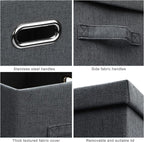 Graciadeco Medium 15" 21 Quart Collapsible Stackable Storage Bins with Lids, 5 Packs Dark Gray Foldable Fabric Closet Storage