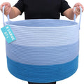 OrganiHaus Large Woven Storage Basket for Blankets and Toys 20" x 13" Inch, Rope Laundry Basket with Handles, Cushions & Pill