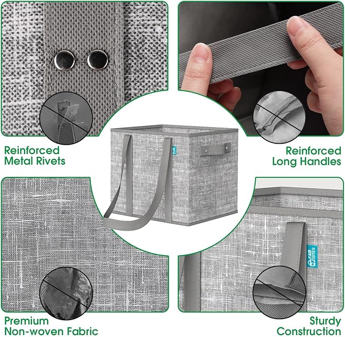 Fab totes Reusable Grocery Bags, Large Foldable Shopping Tote Bags with Reinforced Handles & Hard Bottom,2 Pack, Grey