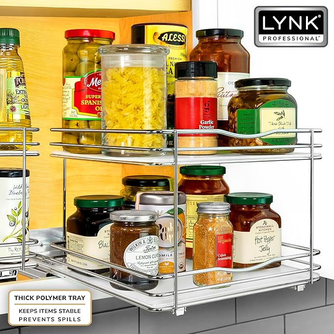 LYNK PROFESSIONAL® Pull Out Spice Organization for Cabinets - 10-3/8 inch Wide – Spice Rack for Inside Cabinets, Slide Out Sp