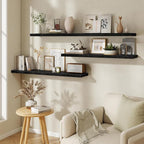 Fun Memories 55 Inch Floating Shelves in Black, 9.3 Inch Deep Floating Shelf for Bathroom Living Room Kitchen, Rusitc Wall Mo