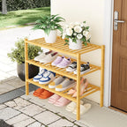 Smiry Shoe Rack, 3 Tier Thick Bamboo Shoe Organizer, Stackable Free Standing Wooden Shoe Storage Shelf for Closet, Entryway, 