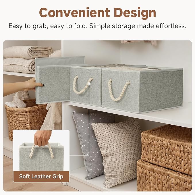 StorageWorks Storage Baskets for Shelves, Closet Organizers and Storage Bins, Fabric Organizer Bins for Clothes, Closet Shelf