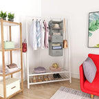 MAX Houser 5 Tier Shelf Hanging Closet Organizer, Cloth Hanging Shelf with 2 Sturdy Hooks for Storage, Foldable (Light Grey-D