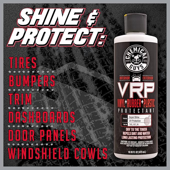 Chemical Guys VRP Vinyl, Rubber, and Plastic Dressing - Tire Dressing, Non-Greasy, Dry-to-the-Touch Shine for Tires, Trim, an