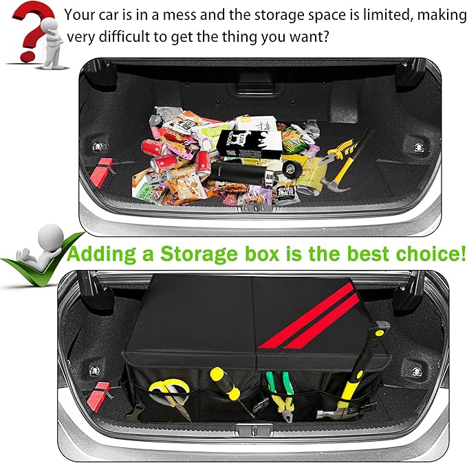 YOSRTER Car Trunk Organizer for Dodge Charger Durango Challenger Ram Collapsible Storage Box with Handle Foldable Lid Non